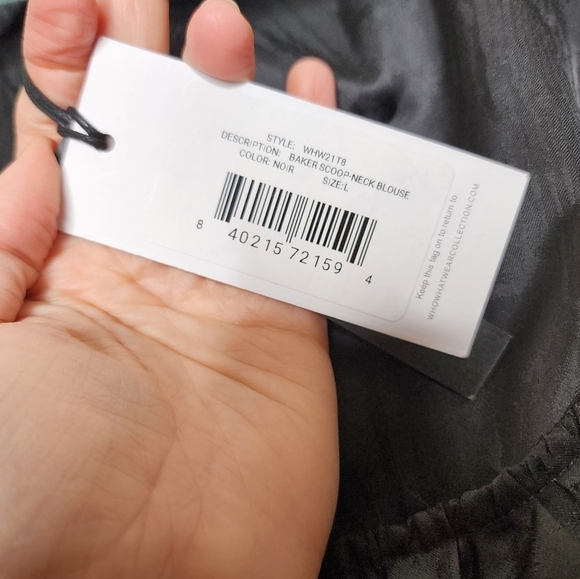 Who What Wear Collection Black Baker Scoop-Neck Blouse L NWT - Picture 5 of 6